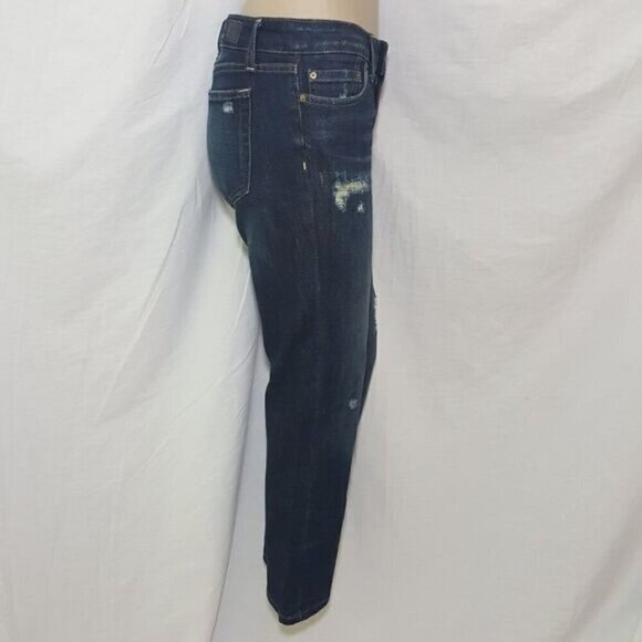 Tommy Hilfiger Distressed Boyfriend Jeans Sz 2 Dark Wash Relaxed Fit - Picture 4 of 8